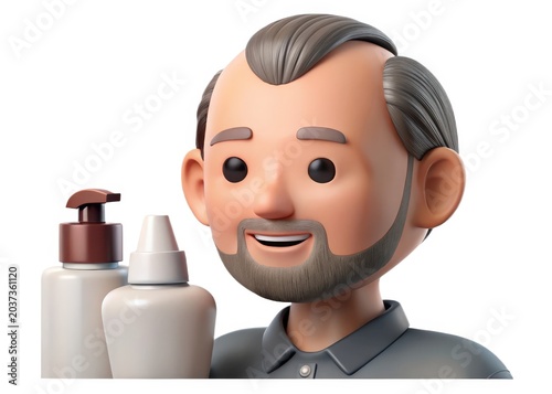 3D Animation of a Man with a Beard and Mustache