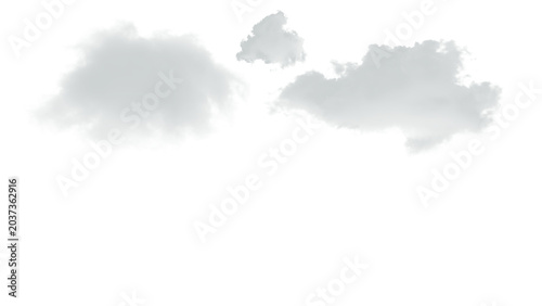 Photos Group of three soft light gray cumulus clouds isolated as graphic design element