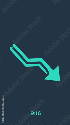 Minimalist teal abstract shape on dark blue background.