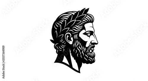 Classical Greek Roman head with laurel wreath beard profile