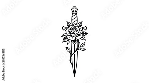 Photography Dagger with a rose on it.