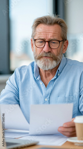 Focused Businessman Reviewi...