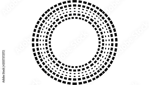 Concentric squares forming a circular abstract pattern, geometric design element, optical illusion, modern graphic