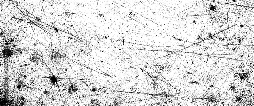 Abstract Black Grunge Dust Scratch Texture Vector Illustration on White Background, Distressed Particle Overlay Design for Modern Artistic Backdrop, Vintage Noise and Scratch Effect, Rough Dusty.