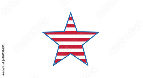 Patriotic star emblem with red and white striped design and blue outline, symbolizing national pride and celebration of freedom