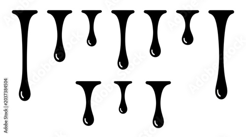 Tableau sur toile Dripping ink splatters and drops, abstract graphic design elements