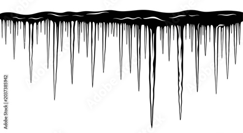 Foto Black liquid drips isolated on white background dark gooey substance flowing dow