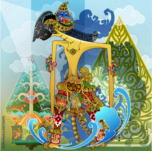 Vector illustration, modification of the Wayang Abimanyu, son of Arjuna, in the Mahabharata story.
