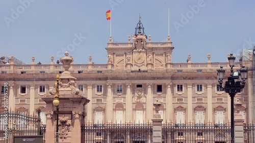 The Spanish flag is waving at the top of the Royal Palace of Madrid, home of the Spanish royal family and Spain’s kings and queens.