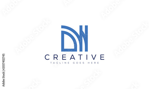 Dh letter monogram logo design in blue with monogram corporate identity