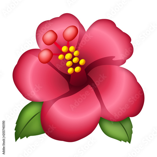 Hibiscus flower emoji illustration, isolated on transparent background.
