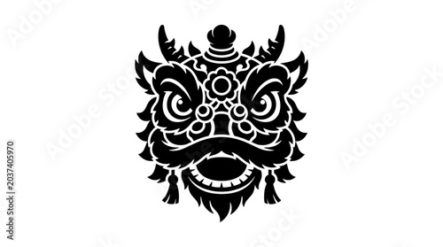 Traditional Thai Lion Dance Mask Design.