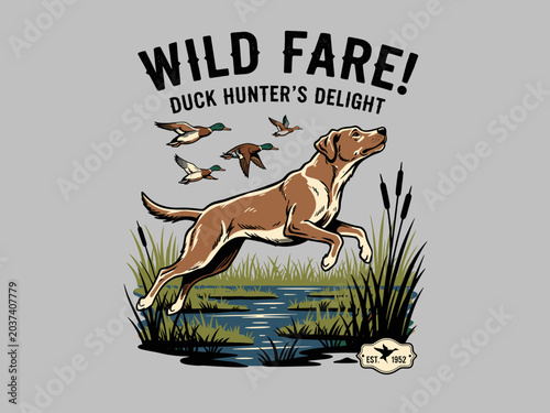 Konstfotografi Duck hunting dog vintage artwork