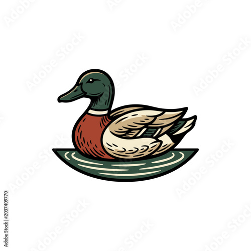 Schilderij op canvas Duck pond logo illustration