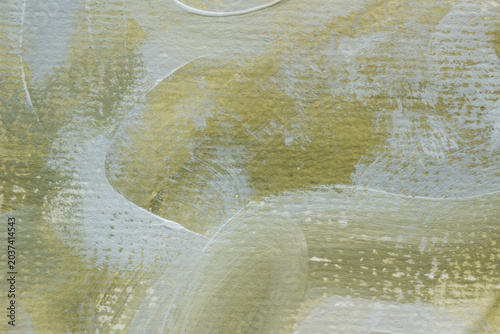 Soft abstract hand painted texture with pastel blue, sage green and muted gold brush strokes. Elegant artistic background for branding, wallpaper, packaging, modern design and print.