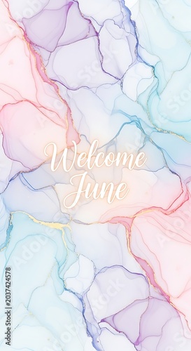 Abstract watercolor painting with soft pink and blue hues.
