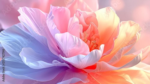 Close-up of a Beautiful Multicolored Flower Blooming in Soft Light.