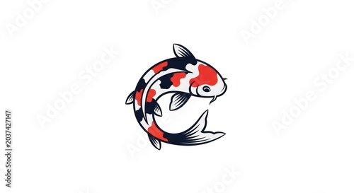 Bold black and red koi fish graphic icon