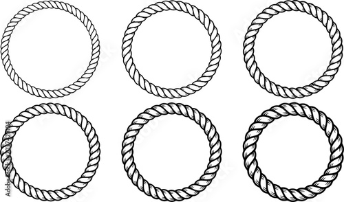 Foto Set of round rope frames with different thickness vector illustration featuring