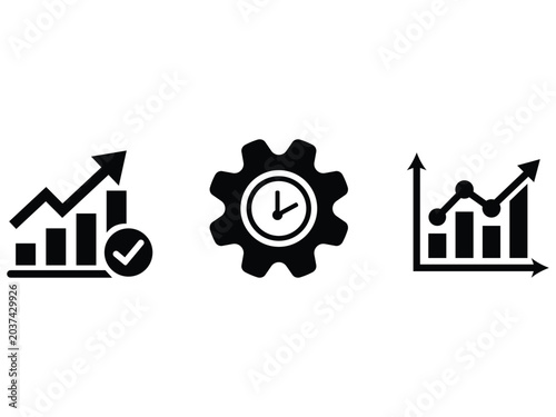Set of business and productivity icons isolated on white background