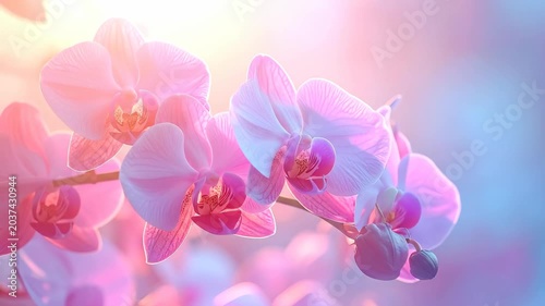 Beautiful Pink Orchid Flowers with Soft Pastel Backgrounds.