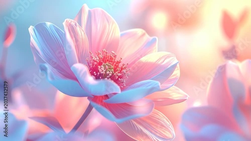 Beautiful Soft Pink and Blue Flower with Gentle Light.