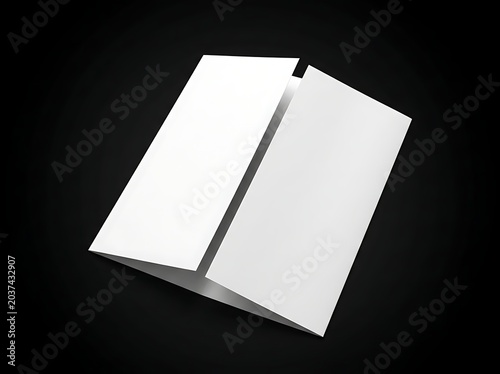 Isolated gate fold brochure mockup on black background for corporate branding and paper document presentation design layout