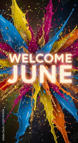 Colorful fireworks display celebrating June summer season.