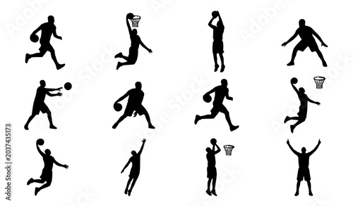 Photos Basketball player black silhouette vector set with dynamic sports action poses c