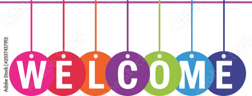 Welcome Letters Colorful Design Template Banner, Welcome Icon Art