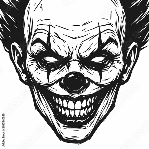 Photos Scary Clown Face Illustration - Horror, Evil, Frightening Character