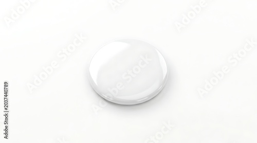 Isolated empty round white glossy pin button badge for custom branding mockup template promotional merchandise design