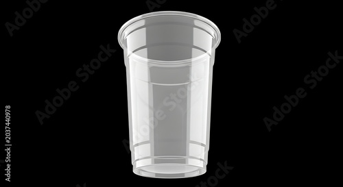 Isolated empty transparent plastic disposable cup for cold beverage drinks takeaway food service industry mockup