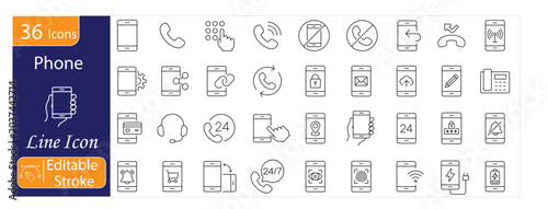 Canvastavla Phone and Communication Line Icons Set