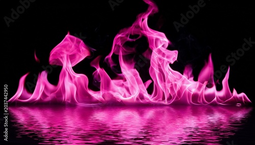 Vivid Pink Flames With Reflection On Isolated On A Transparent Background Pink Fire