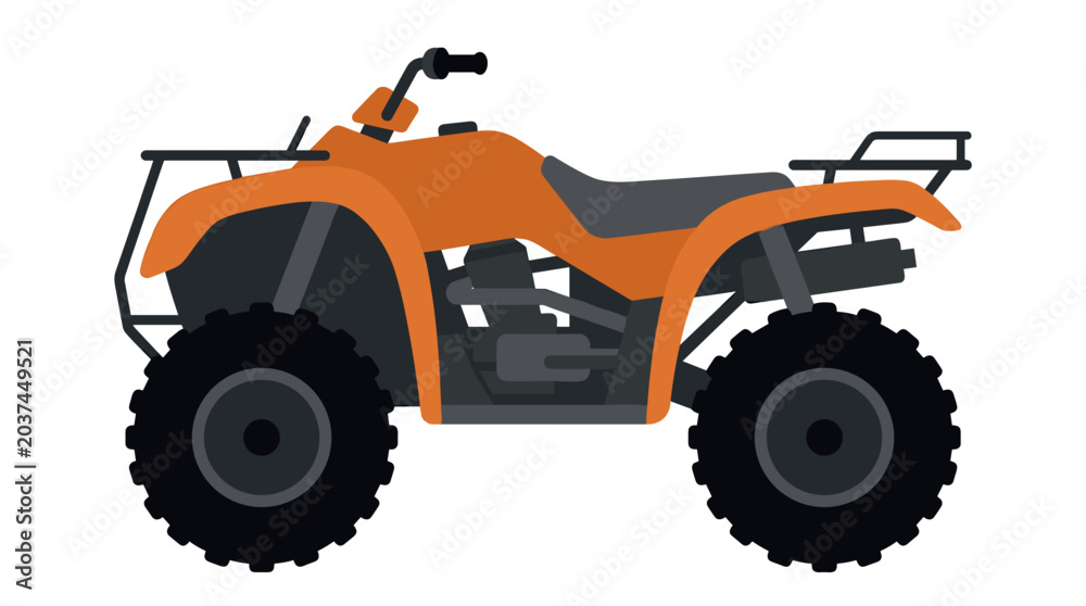 Fototapeta premium Orange ATV Quad Bike Vector Illustration Isolated on White Background