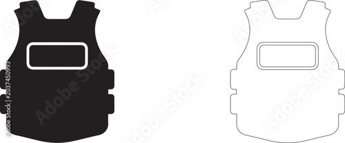 Tableau sur toile Bulletproof vest icon outline style representing personal military protection, v