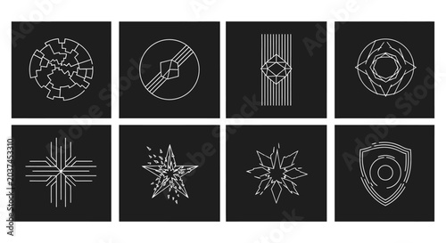 Peace symbol illustrations a set of vintage line art emblems
