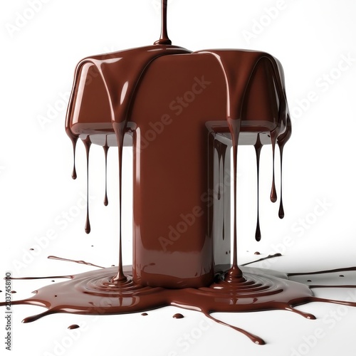 Dripping red liquid from a suspended metallic structure isolated on white background