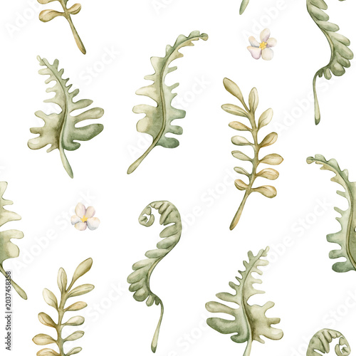 Tableau sur toile Cute Fern Leaves Seamless Pattern