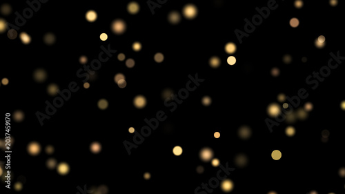 Φωτογραφία golden bokeh light particles falling isolated on black background abstract gold