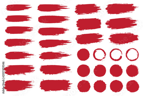 Photos Grunge black ink brush strokes set, hand drawn paint texture elements, 32 artistic vector brush smears for graphic design and calligraphy