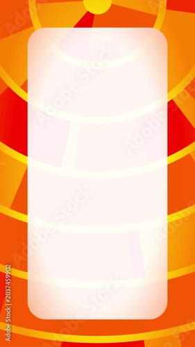 赤と橙の回転する幾何学サークルの抽象モーション背景アニメーション（文字スペースあり）

