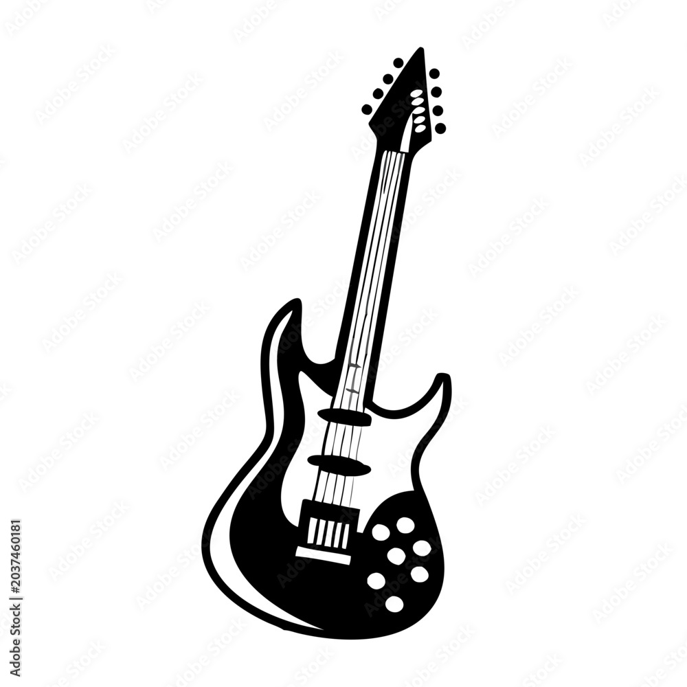 Obraz premium electric guitar icon silhouette illustration for music and performance design