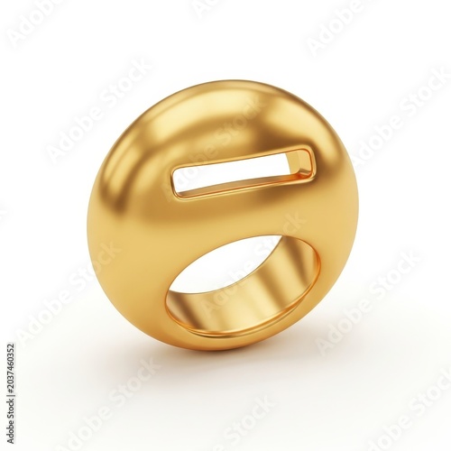 Antique gold-tone metal clasp ring with engraved design isolated on white background