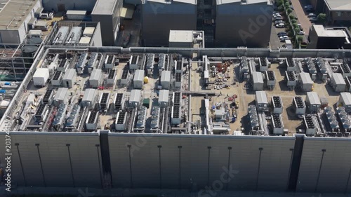 Modern Data Center Expansion Site From Above During Day