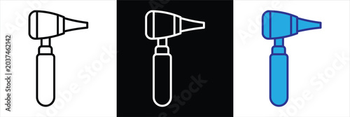Foto Minimalist Otoscope Instrument Vector Icons Pack in Black White Blue