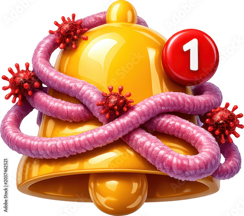 Ebola Transparent Object wrapped around Notification Bell Icon Graphic