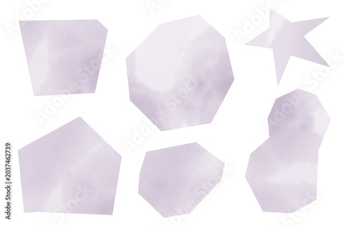 Schilderij op canvas Watercolor Paper Pieces Dusty Mauve｜ダスティモーブの水彩切り紙風素材・背景透過PNG