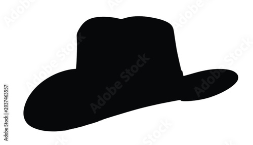 Cowboy hat silhouette represents a classic western accessory in a clean and minimalist graphic design, providing a sharp and recognizable icon that is perfect for branding or thematic layout.